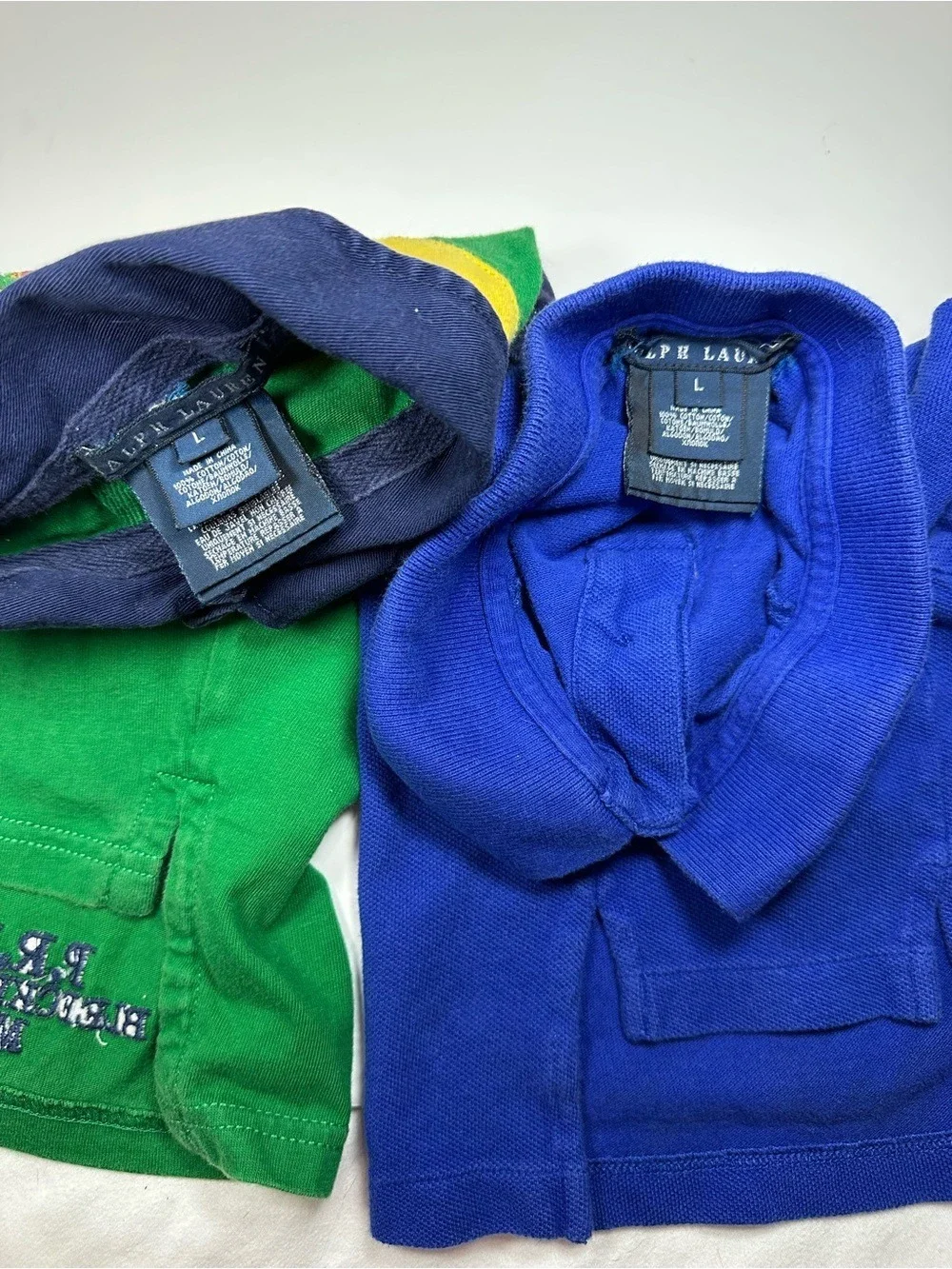 RALPH LAUREN DOG POLO SHIRT LOT OF 2 LARGE BIG PONY PET CLOTHES BLUE GREEN